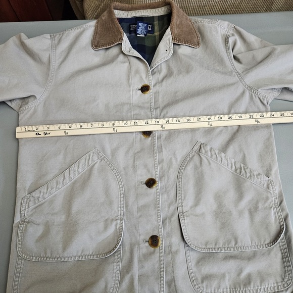 Lands' End Chore Coat Women Large Canvas Barn Field Flannel Lined Corduroy Tan - Picture 11 of 14